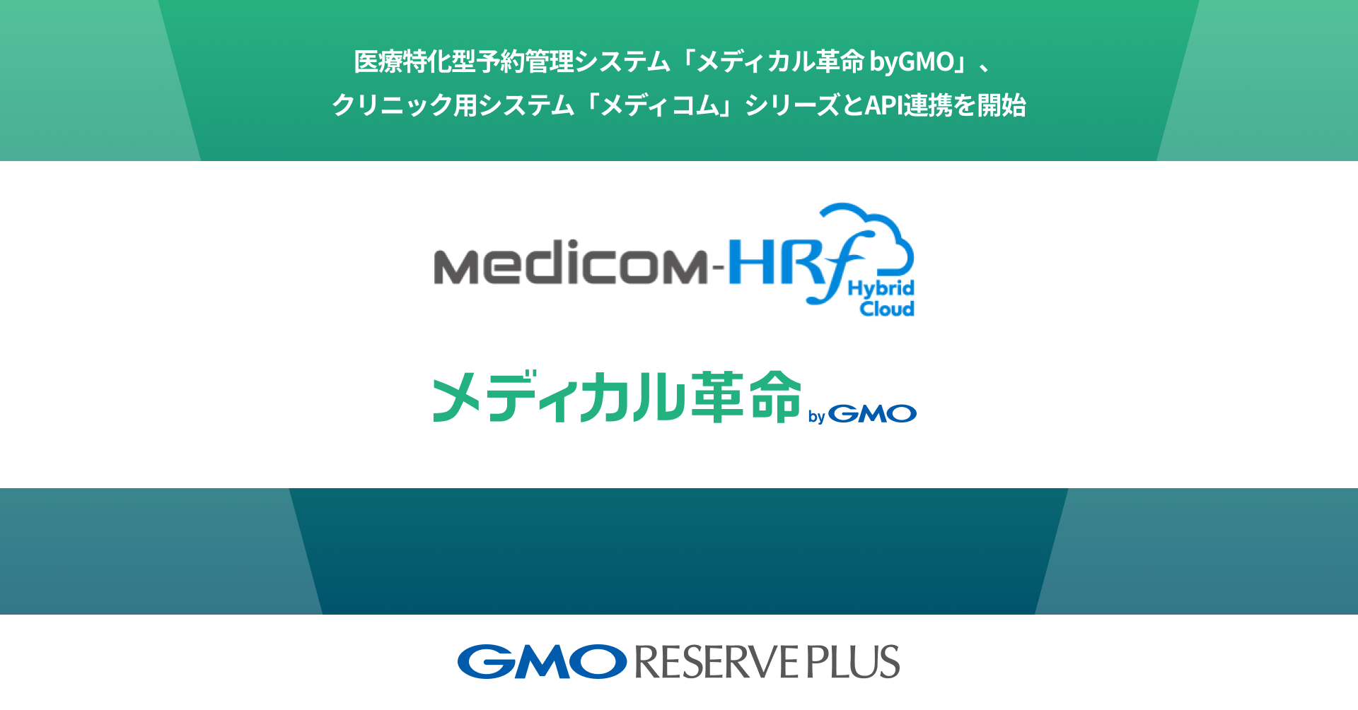 【GMOリザーブプラス】医療特化型予約管理システム「メディカル革命 byGMO」、クリニック用システム「メディコム」シリーズとAPI連携を開始